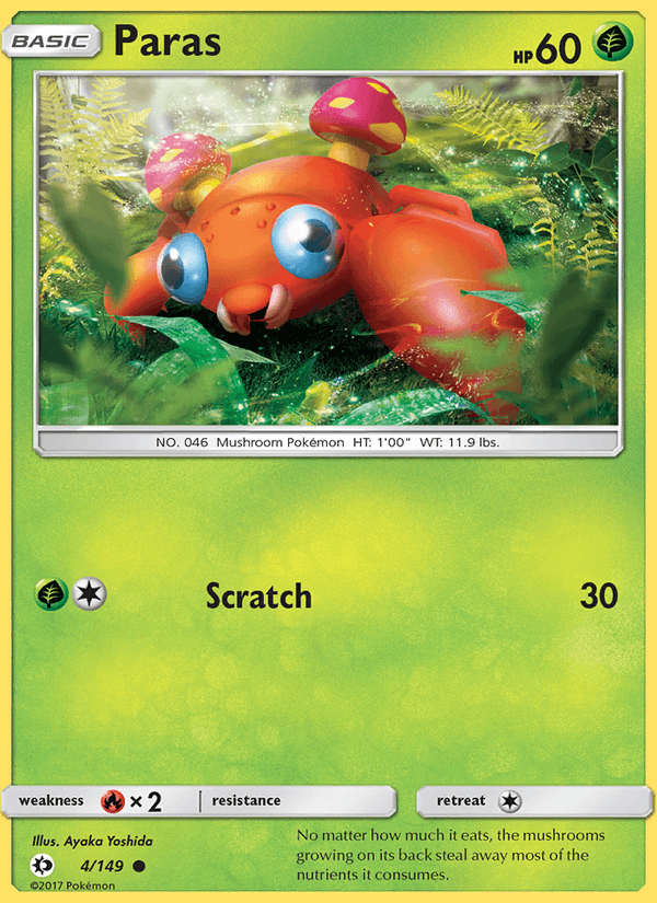 Paras 4/149 Sun & Moon Base Set English Pokémon card