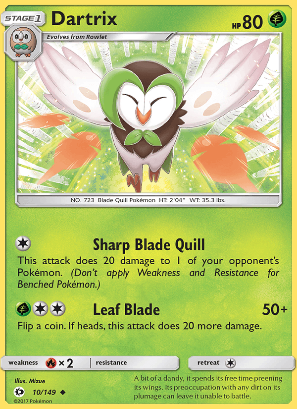 Dartrix 10/149 Sun & Moon Base Set English Pokémon card