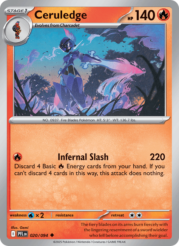 Ceruledge 20/94 Phantasmal Flames English Pokémon card