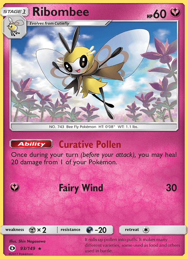 Ribombee 93/149 Sun & Moon Base Set English Pokémon card