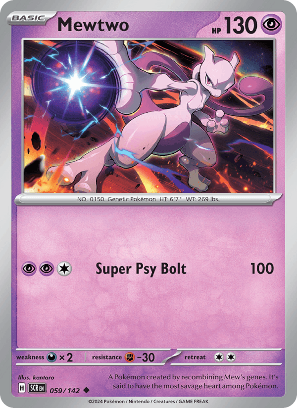 Mewtwo 59/142 Stellar Crown English Pokémon card