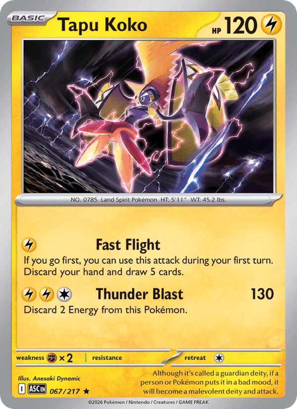 Tapu Koko 67/217 Ascended Heroes English Pokémon card