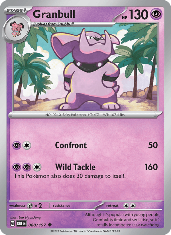Granbull 88/197 Obsidian Flames English Pokémon card