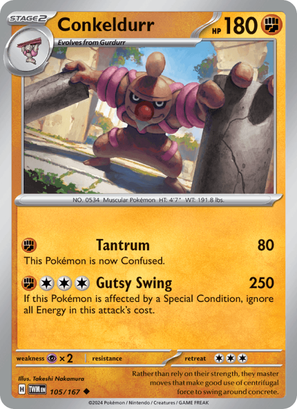 Conkeldurr 105/167 Twilight Masquerade English Pokémon card