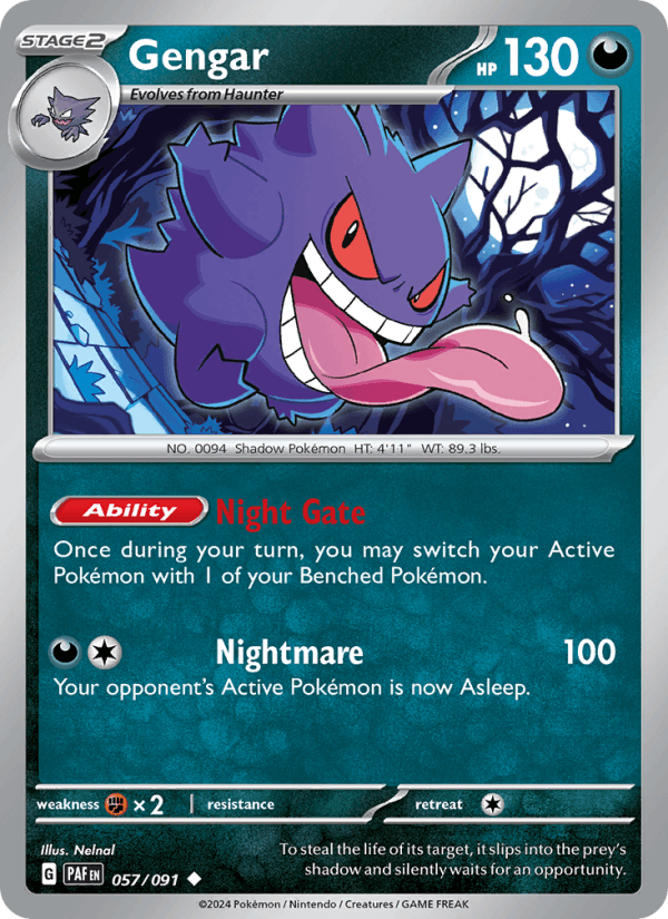 Gengar 57/91 Paldean Fates English Pokémon card