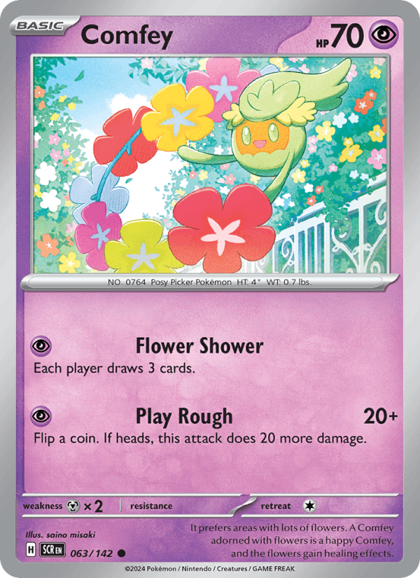Comfey 63/142 Stellar Crown English Pokémon card