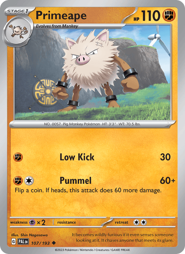 Primeape 107/193 Paldea Evolved English Pokémon card