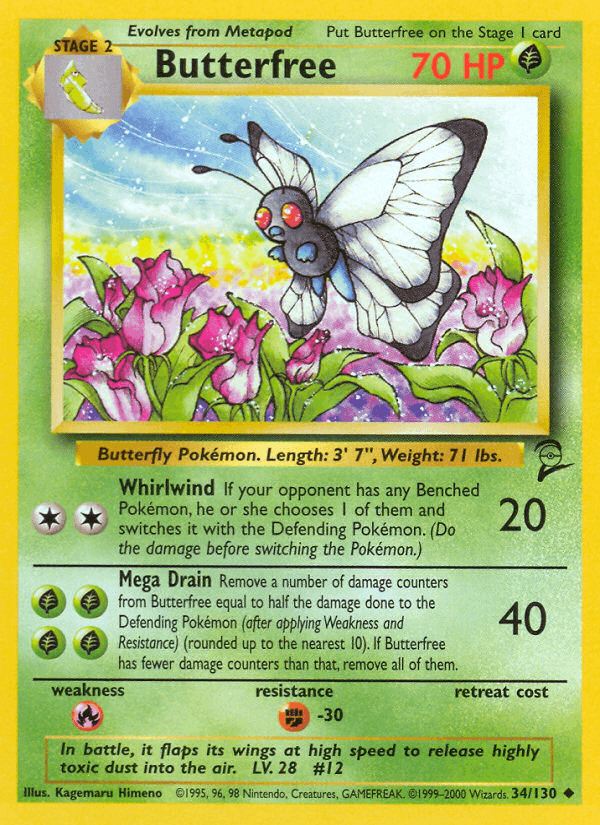 Butterfree 34/130 Base Set 2 English Pokémon card