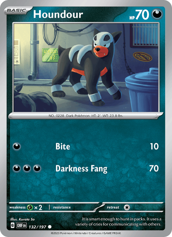 Houndour 132/197 Obsidian Flames English Pokémon card