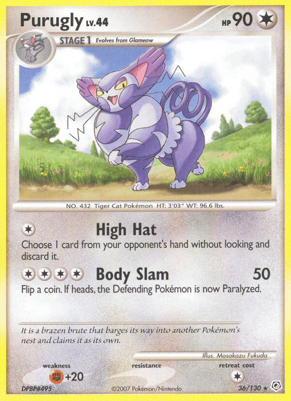 Purugly 36/130 Diamond & Pearl English Pokémon card