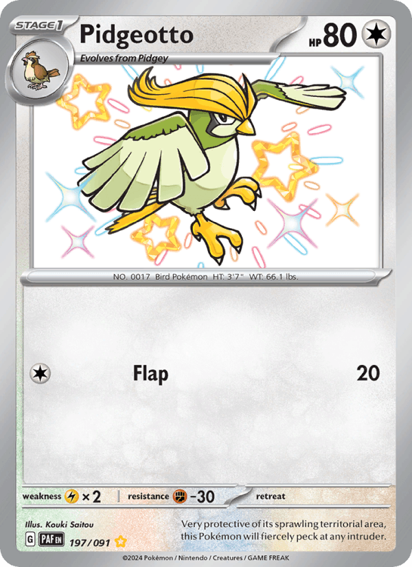 Pidgeotto 197/91 Paldean Fates English Pokémon card