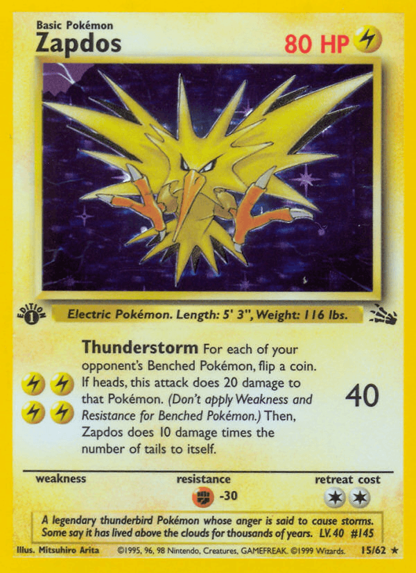 Zapdos 15/62 Fossil English Pokémon card