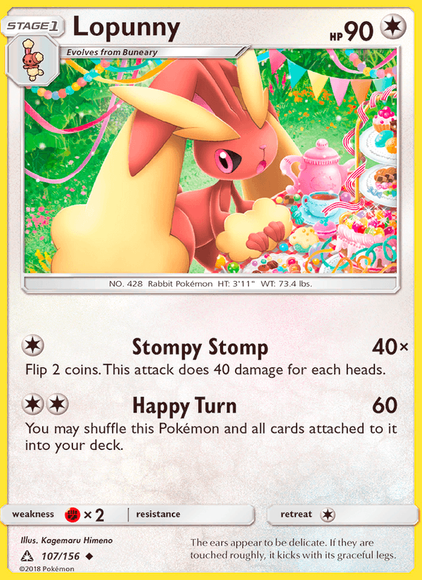 Lopunny 107/156 Ultra Prism English Pokémon card