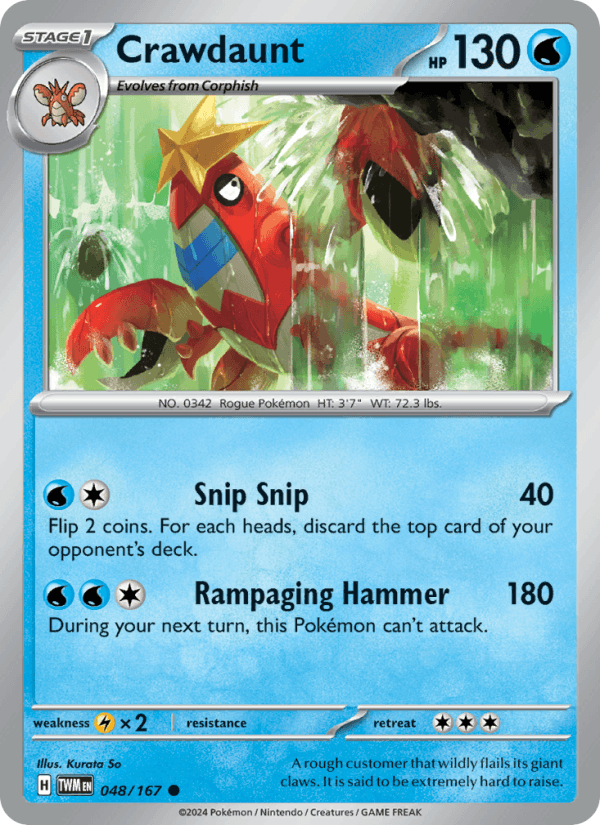 Crawdaunt 48/167 Twilight Masquerade English Pokémon card
