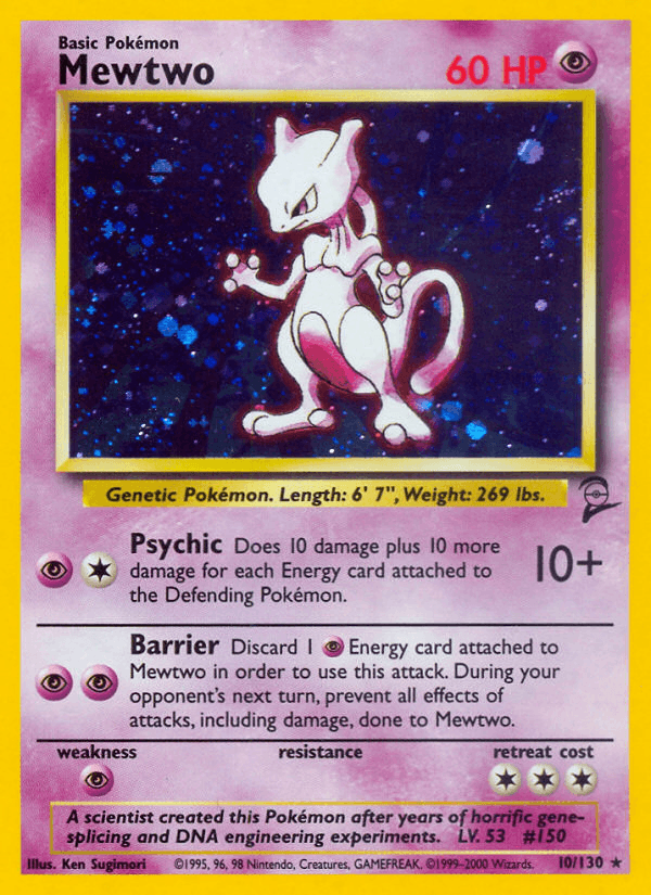 Mewtwo 10/130 Base Set 2 English Pokémon card