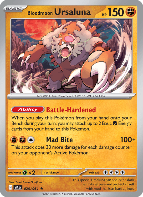 Bloodmoon Ursaluna 25/64 Shrouded Fable English Pokémon card