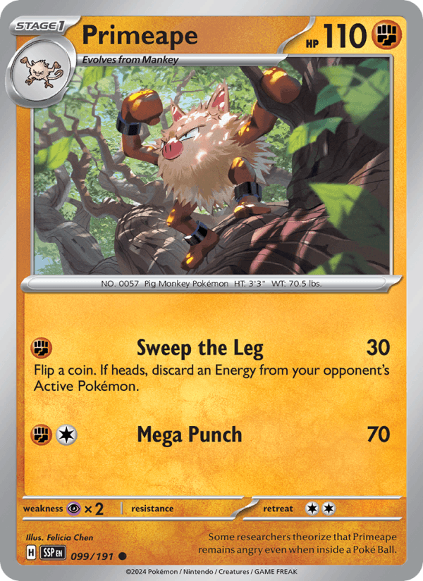 Primeape 99/191 Surging Sparks English Pokémon card