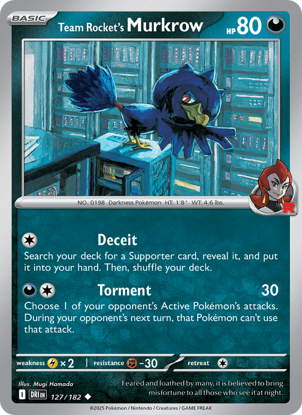 Team Rocket's Murkrow 127/182 Destined Rivals English Pokémon card