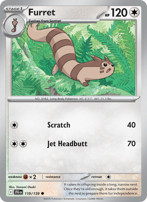 Furret 119/159 Journey Together English Pokémon card