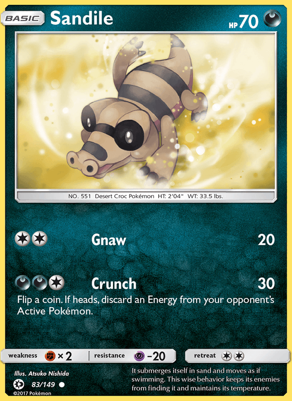 Sandile 83/149 Sun & Moon Base Set English Pokémon card