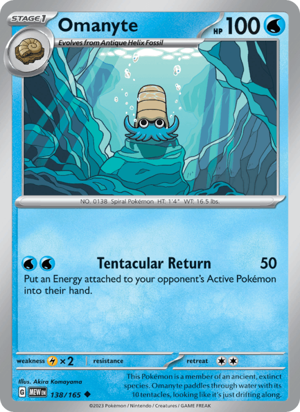 Omanyte 138/165 151 English Pokémon card