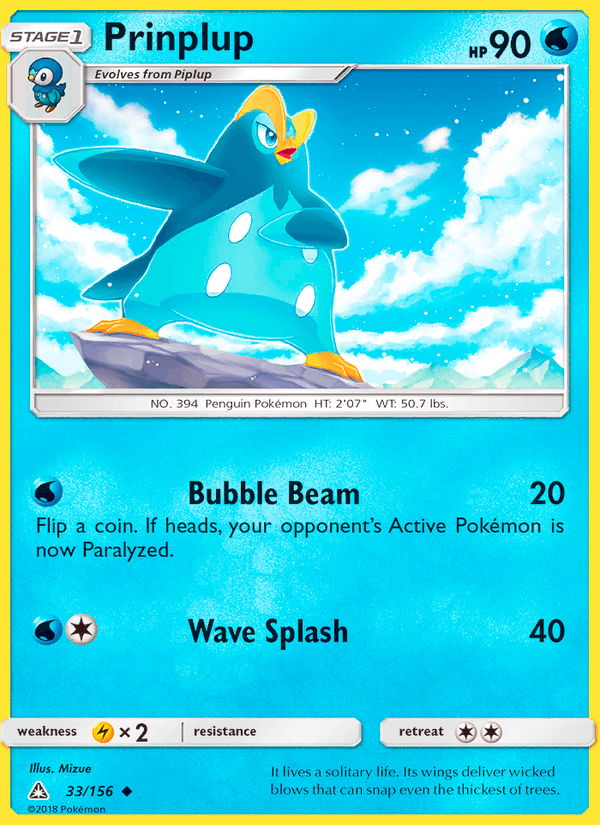 Prinplup 33/156 Ultra Prism English Pokémon card