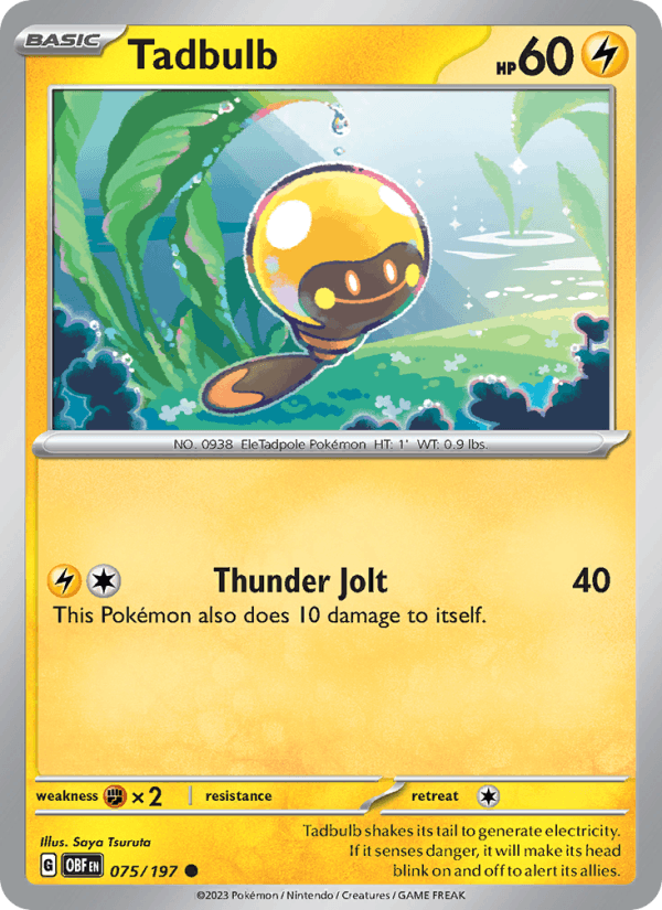 Tadbulb 75/197 Obsidian Flames English Pokémon card