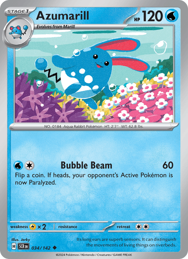 Azumarill 34/142 Stellar Crown English Pokémon card