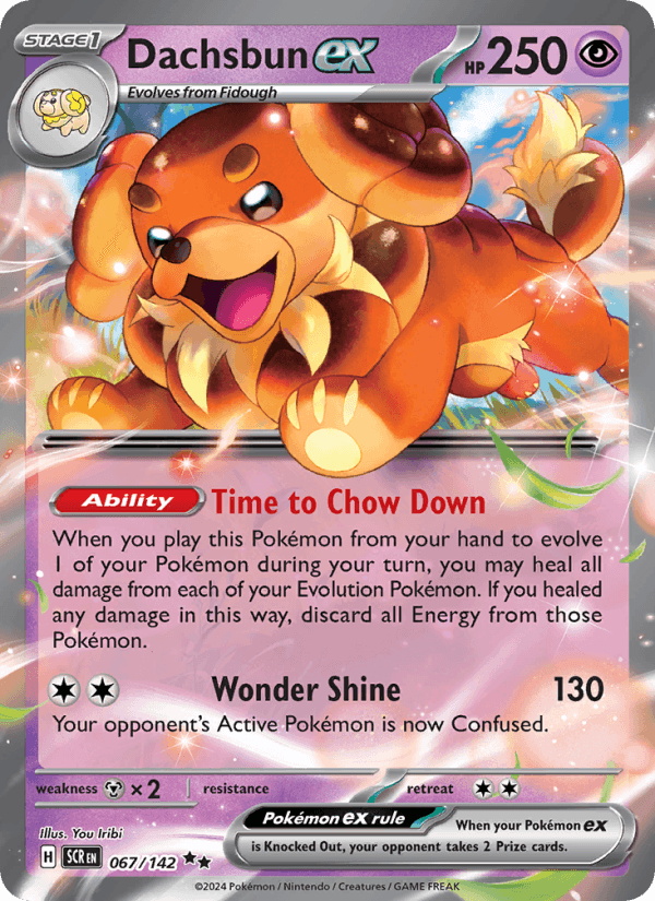 Dachsbun ex 67/142 Stellar Crown English Pokémon card