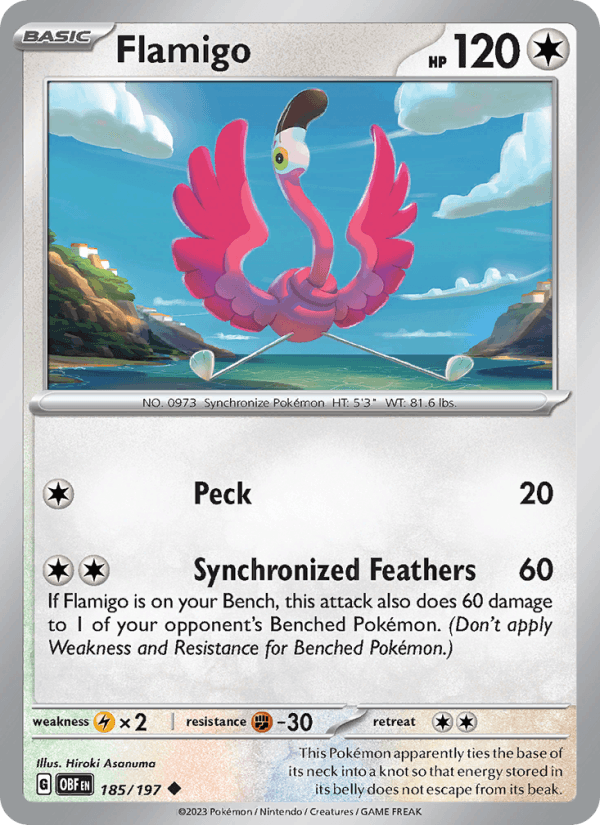 Flamigo 185/197 Obsidian Flames English Pokémon card