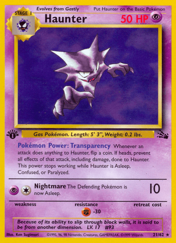 Haunter 21/62 Fossil English Pokémon card