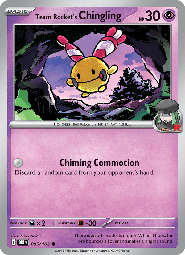 Team Rocket's Chingling 85/182 Destined Rivals English Pokémon card