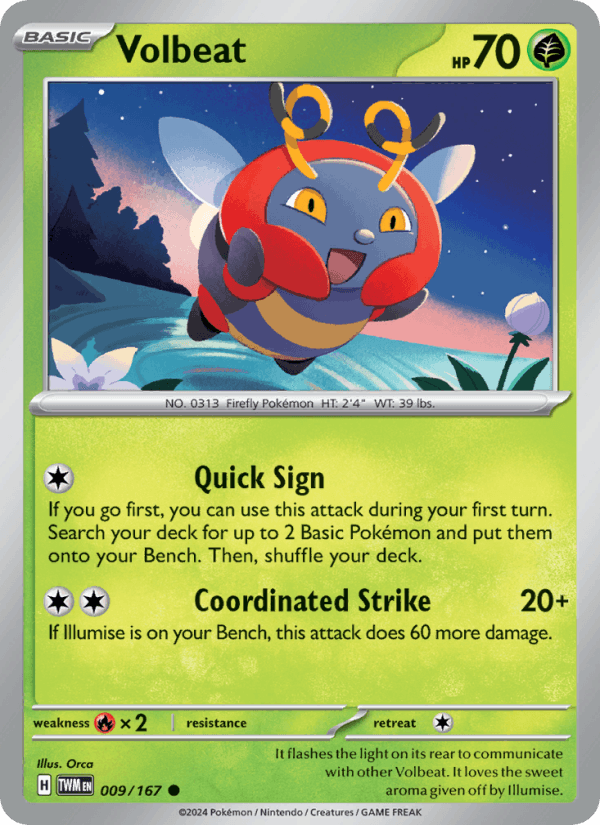 Volbeat 9/167 Twilight Masquerade English Pokémon card