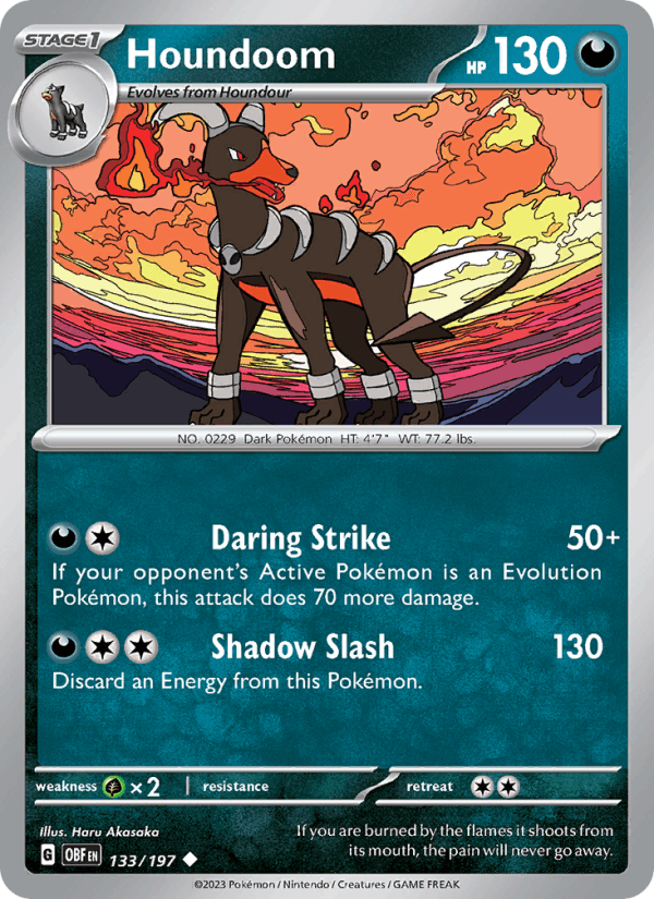 Houndoom 133/197 Obsidian Flames English Pokémon card