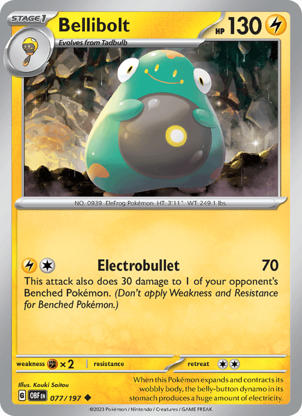 Bellibolt 77/197 Obsidian Flames English Pokémon card