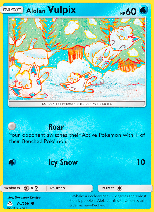 Alolan Vulpix 30/156 Ultra Prism English Pokémon card