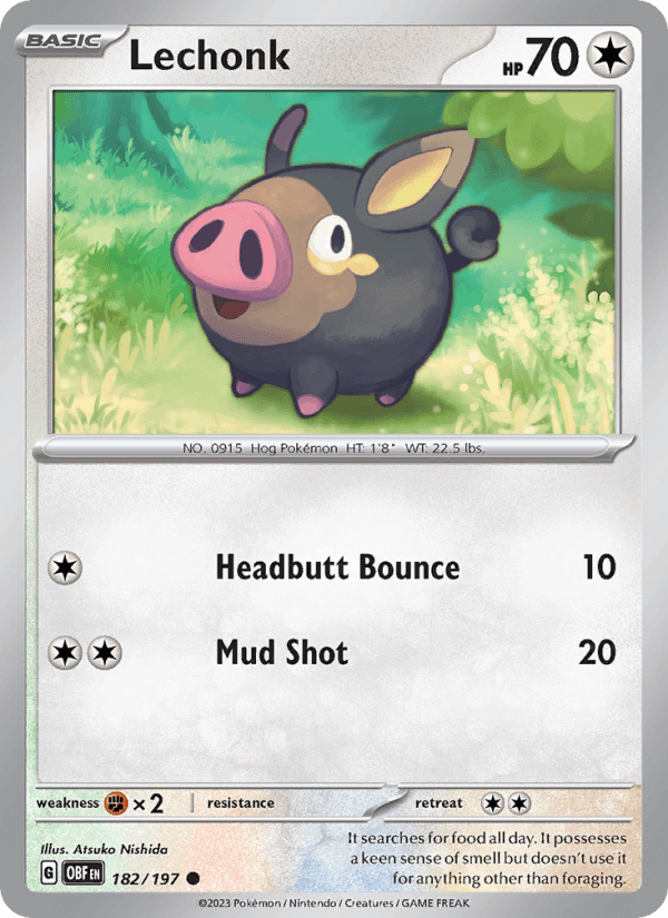 Lechonk 182/197 Obsidian Flames English Pokémon card