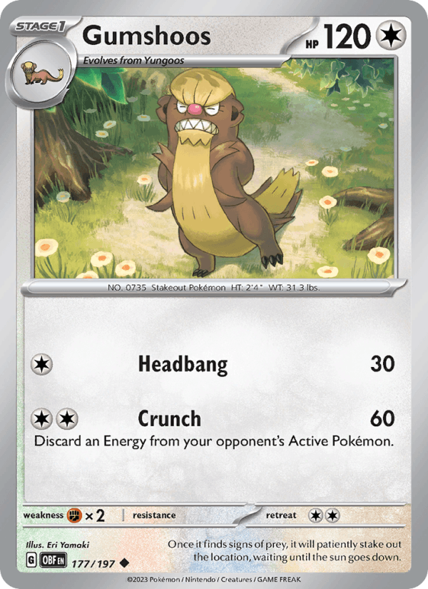 Gumshoos 177/197 Obsidian Flames English Pokémon card