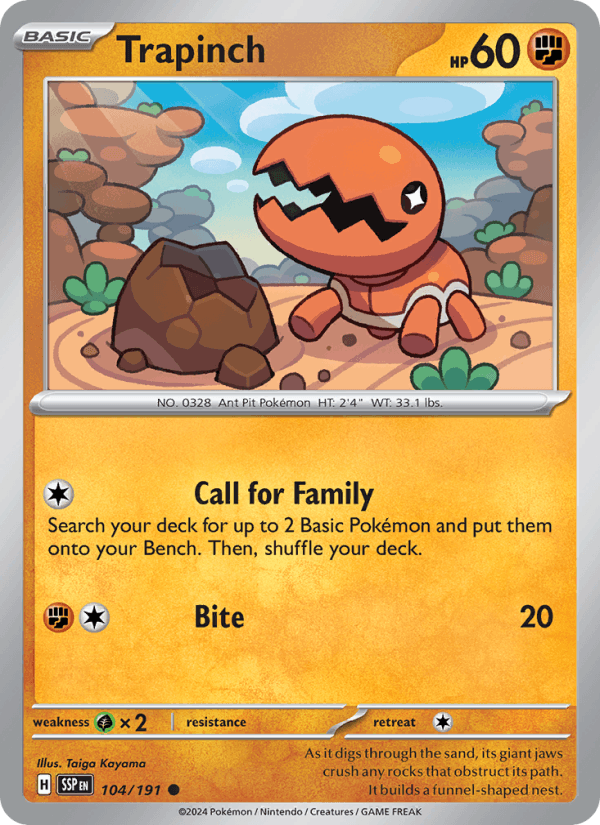 Trapinch 104/191 Surging Sparks English Pokémon card