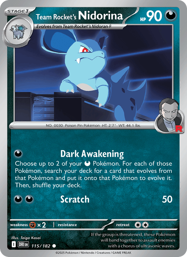 Team Rocket's Nidorina 115/182 Destined Rivals English Pokémon card