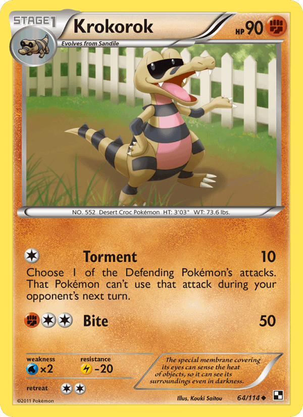 Krokorok 64/114 Black & White English Pokémon card