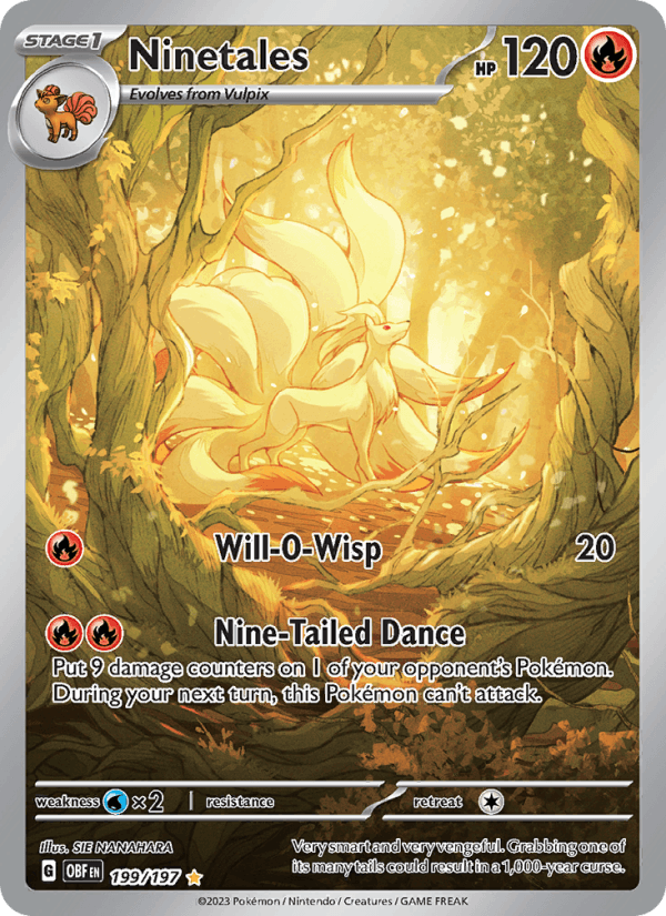 Ninetales 199/197 Obsidian Flames English Pokémon card