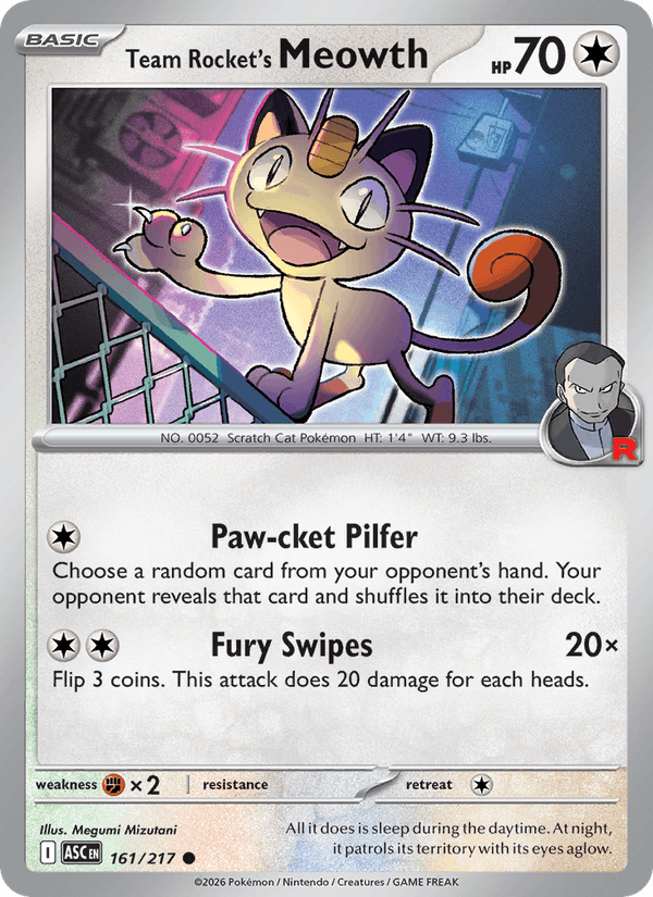 Team Rocket's Meowth 161/217 Ascended Heroes English Pokémon card
