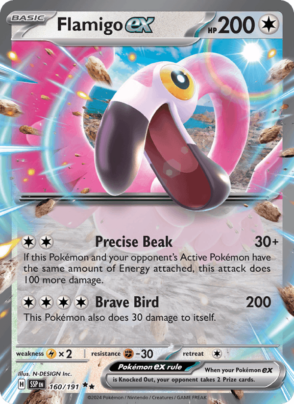 Flamigo ex 160/191 Surging Sparks English Pokémon card