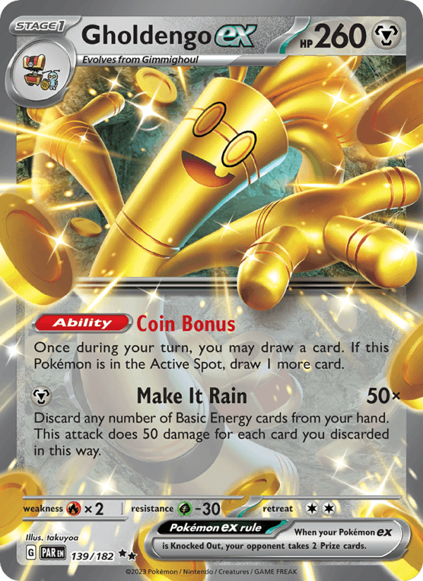 Gholdengo ex 139/182 Paradox Rift English Pokémon card