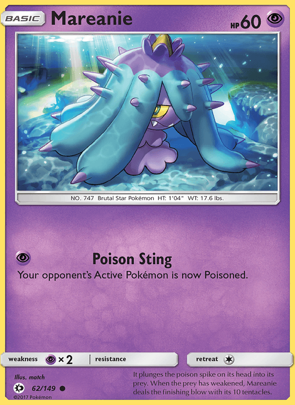 Mareanie 62/149 Sun & Moon Base Set English Pokémon card