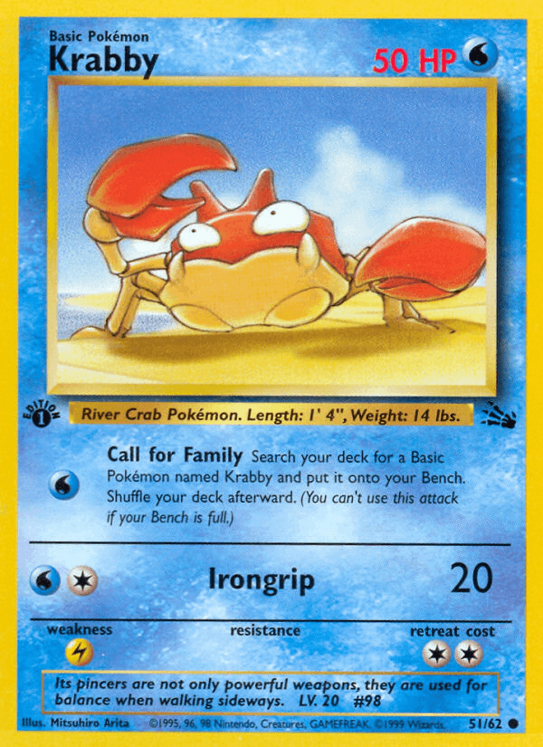 Krabby 51/62 Fossil English Pokémon card