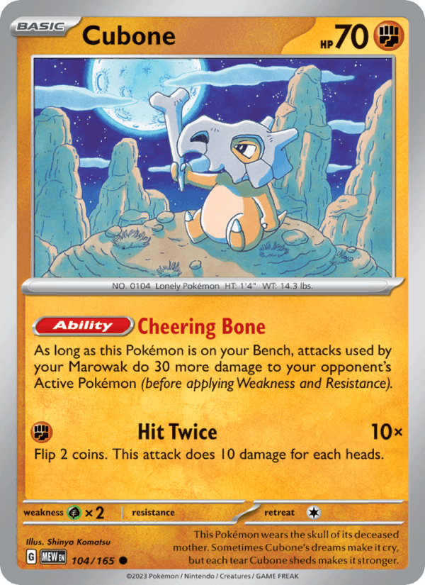 Cubone 104/165 151 English Pokémon card