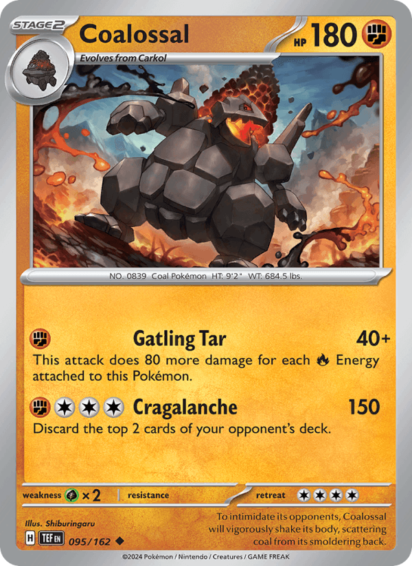 Coalossal 95/162 Temporal Forces English Pokémon card