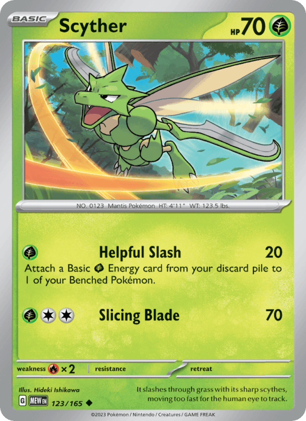 Scyther 123/165 151 English Pokémon card